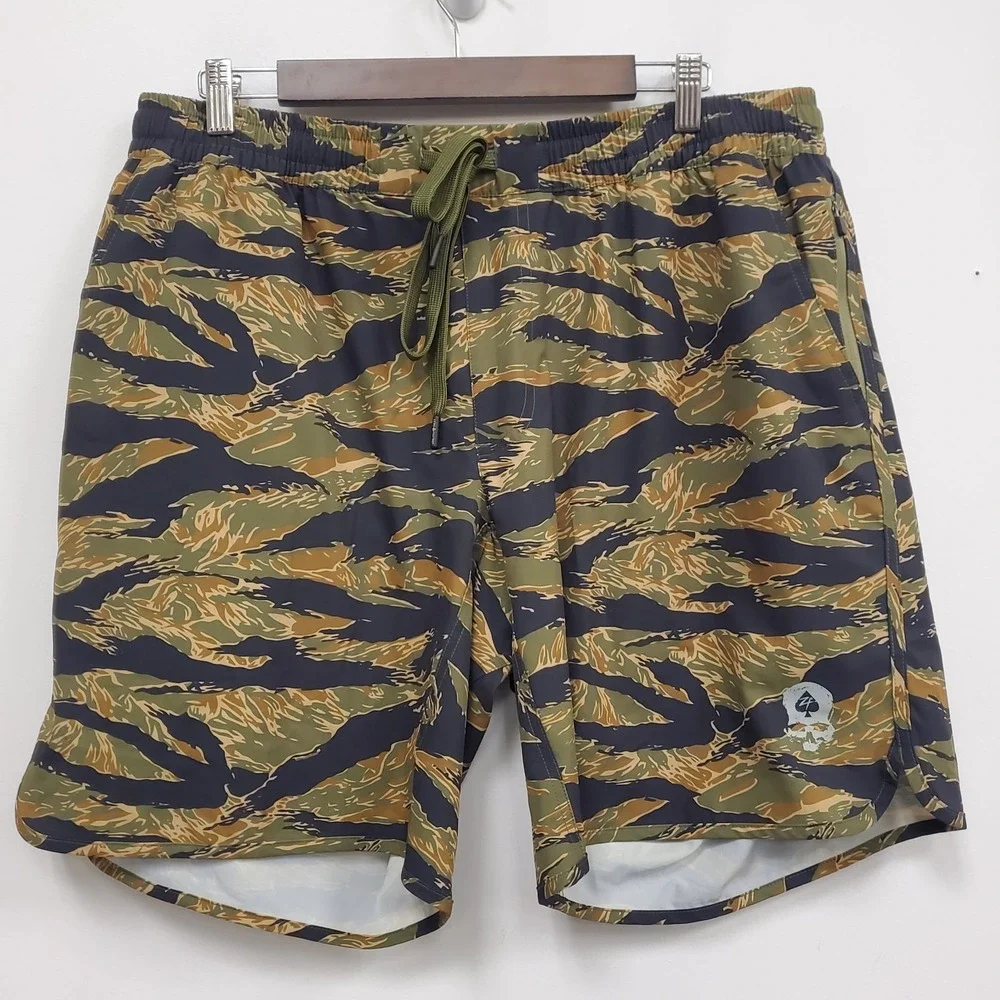 Zero Foxtrot Mens Pull On Drawstring 10 In Inseam Shorts Size XXL Camo Athletic